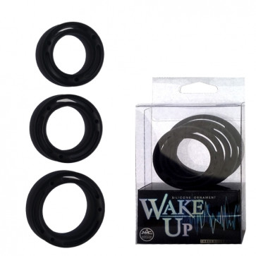 Wake Up Silicone Ornament, Cockrings, 3 Sizes (32-42 mm), Black