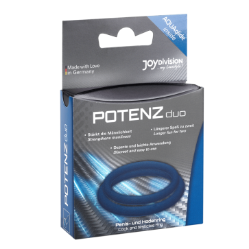JoyDivision POTENZduo Cock & Ball Potency Ring, Silicone, Blue, Medium
