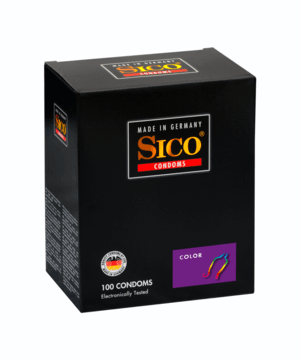 SICO Color, Latex, 4 Colors & Flavors, 18 cm (7 in), Ø 5,2 cm (2,0 in), 100 Condoms