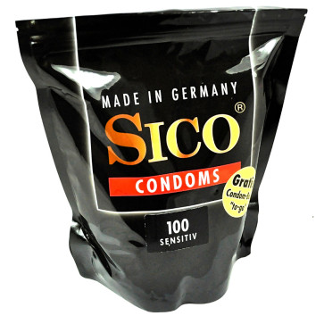 SICO Sensitive, Extra Thin, Latex, 18 cm (7 in), Ø 5,2 cm (2,0 in), 100 Condoms 
