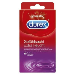 DUREX Gefühlsecht (Sensitive) Extra Moist Condoms, 19,5 cm (7,7 in), 10 pcs