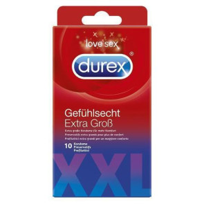 DUREX XXL Gefühlsecht (Sensitive) Extra Large Condoms, Latex, 22 cm (8,6 in), 12 pcs