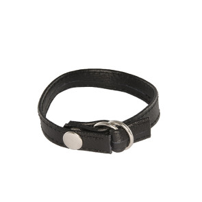 SI IGNITE Cinch Leather Cockring with snap & pull strap 
