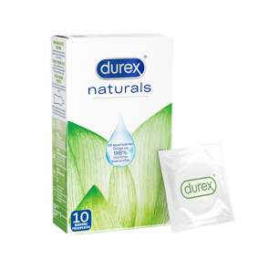 Durex Naturals, Condoms 10 pcs, with Reservoir, Extra Lubricated, ⌀ 56mm