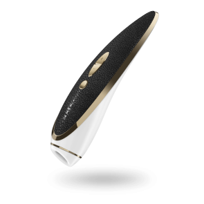 SATISFYER Luxury Haute Couture, Pressure Wave Stimulator & Vibrator, ABS/Silicone, Black/White/Gold, 19,2 cm (7,5 in)
