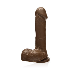 SI IGNITE Cock with Balls and Suction, Vinyl, Brown, 18 cm (7 in), Ø 4,8 cm (1,9 in)